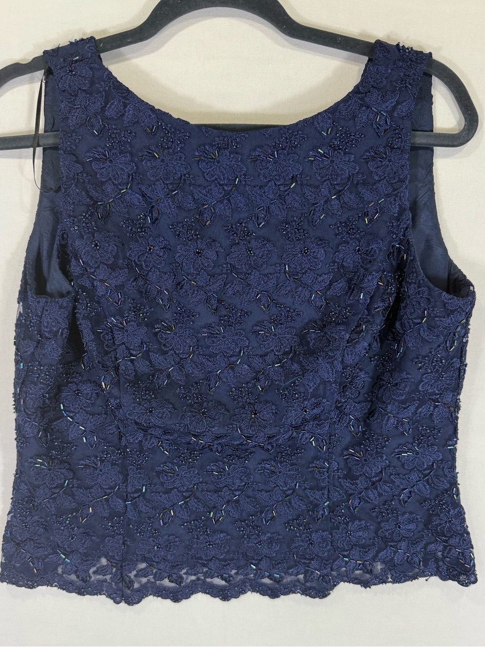 JS Collections Navy Beaded Floral Lace Camisole